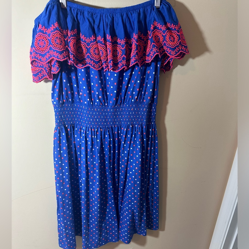 Lilly pulitzer kalama smocked off shoulder dress size L - Picture 3 of 9